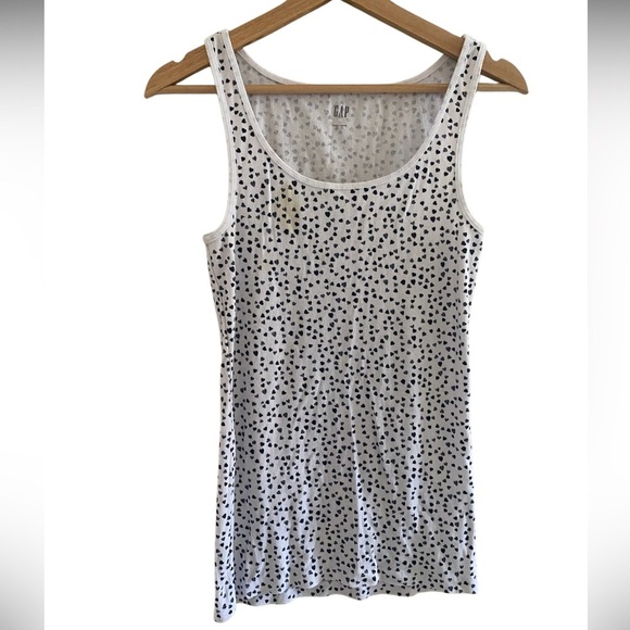 White and Black Hearts Dot Tank Top Size Large - Picture 1 of 3
